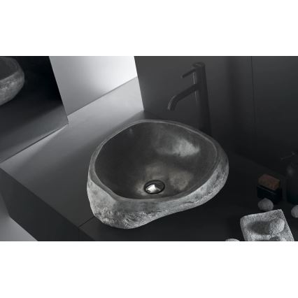 Bathco 00393 - Umyvadlo na desku RIO 52x47 cm kámen/šedá