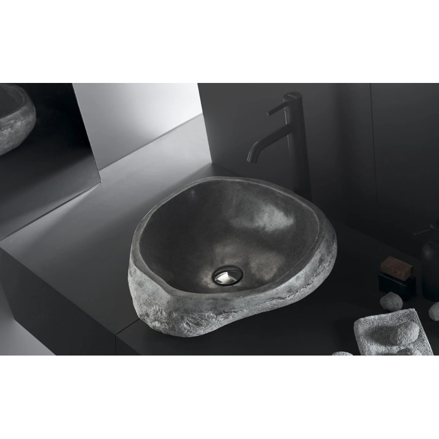 Bathco 00393 - Umyvadlo na desku RIO 52x47 cm kámen/šedá