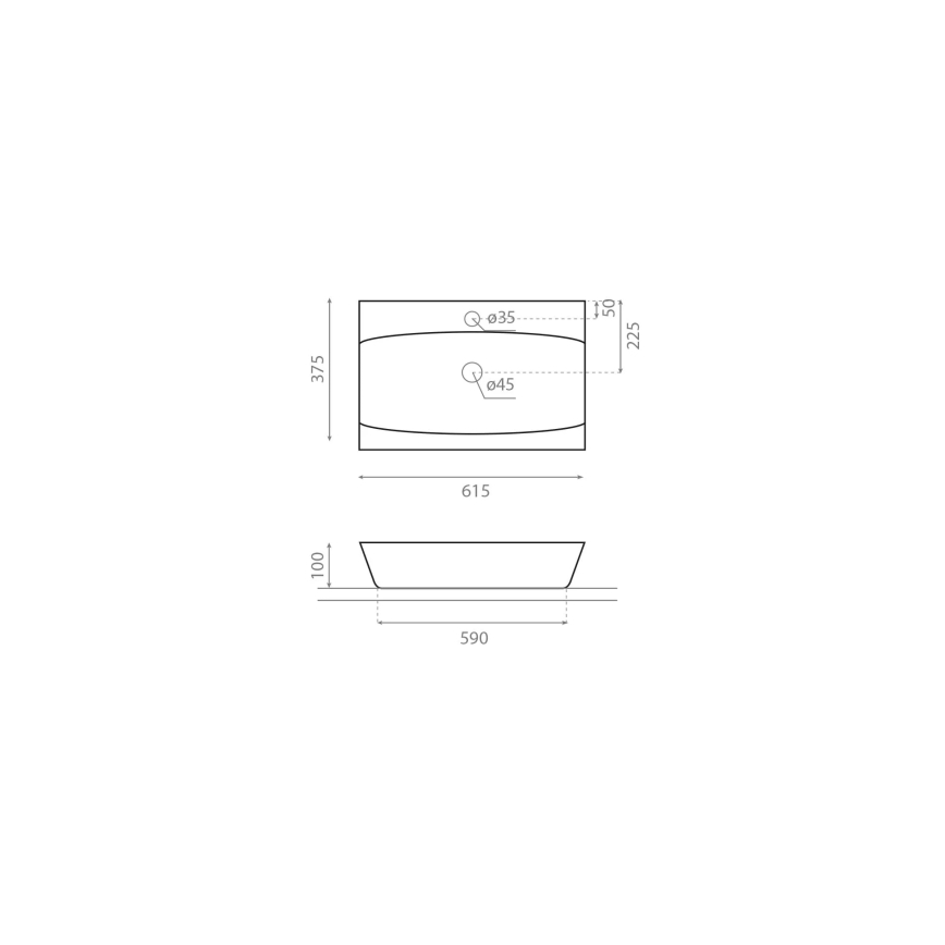 Bathco 0041 - Umyvadlo na desku SARDINERO 61,5x37,5 cm porcelán/bílá
