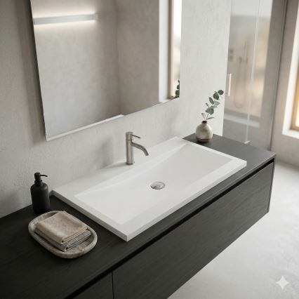 Bathco 0506 - Zápustné umyvadlo MANHATTAN 100x45 cm pryskyřice/bílá