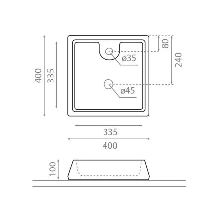 Bathco 4003 - Umyvadlo na desku GALICIA 40x40 cm porcelán/bílá