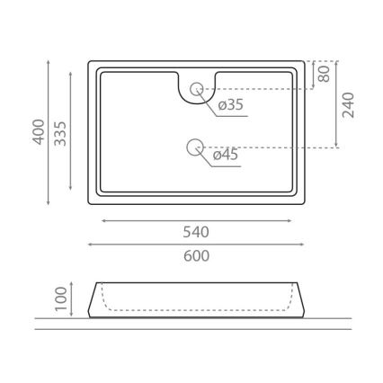 Bathco 4004 - Umyvadlo na desku GALICIA 60x40 cm porcelán/bílá