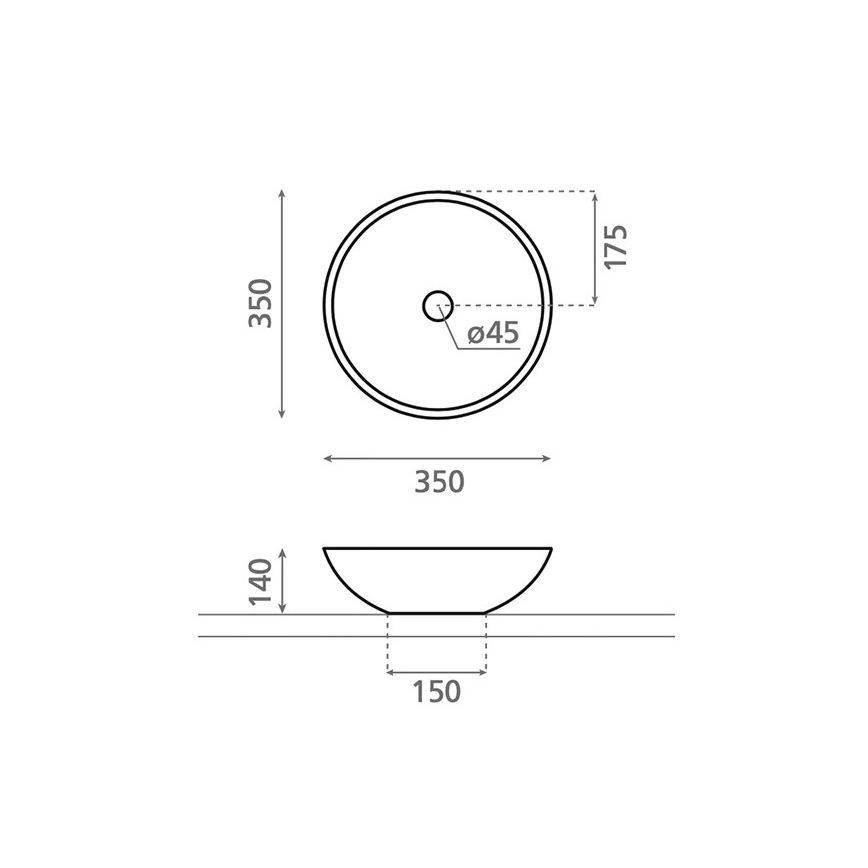 Bathco 4015 - Umyvadlo na desku CASTELLON pr. 35 cm porcelán/bílá