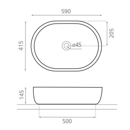 Bathco 4037 - Umyvadlo na desku TOULOUSE 59x41,5 cm porcelán/bílá