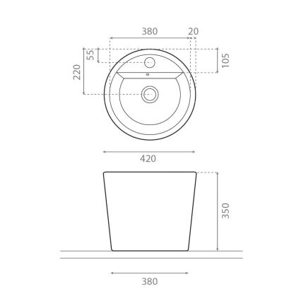 Bathco 4057 - Umyvadlo na desku FLORENCIA pr. 42 cm porcelán/bílá