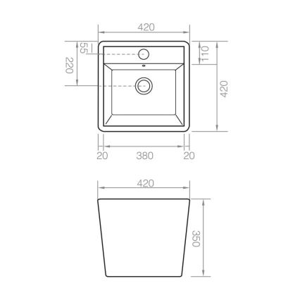 Bathco 4059 - Umyvadlo na desku GENOVA 42x42 cm porcelán/bílá