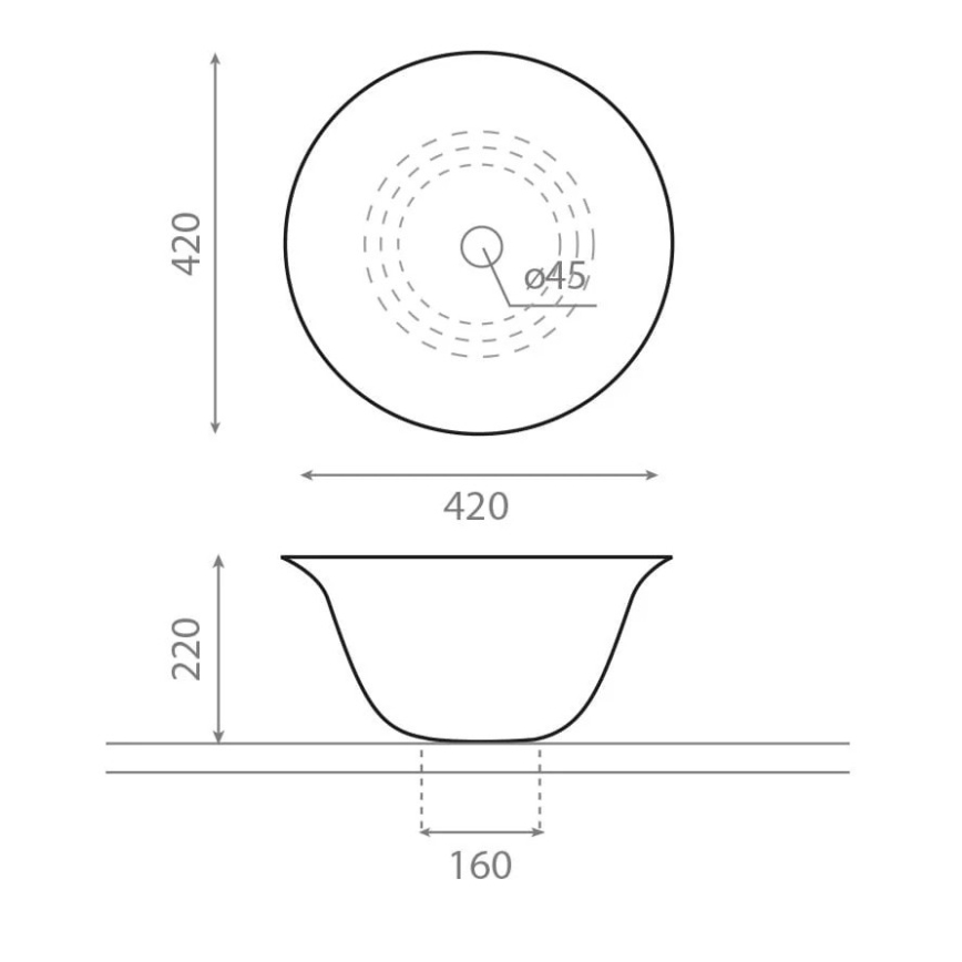 Bathco 4062 - Umyvadlo na desku NORDIC pr. 42 cm porcelán/bílá