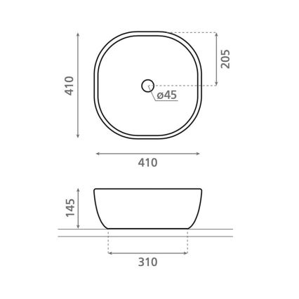 Bathco 4071 - Umyvadlo na desku OLEA 41x41 cm porcelán/bílá