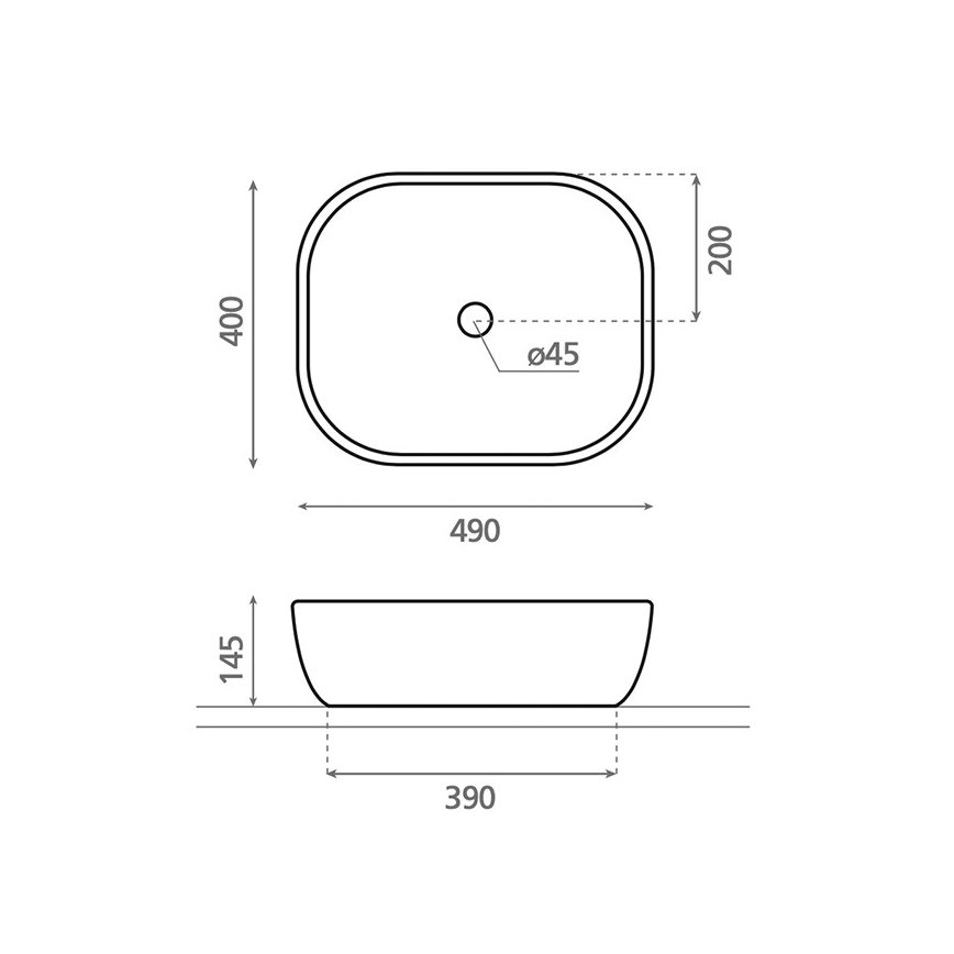 Bathco 4072 - Umyvadlo na desku OLEA 49x40 cm porcelán/bílá
