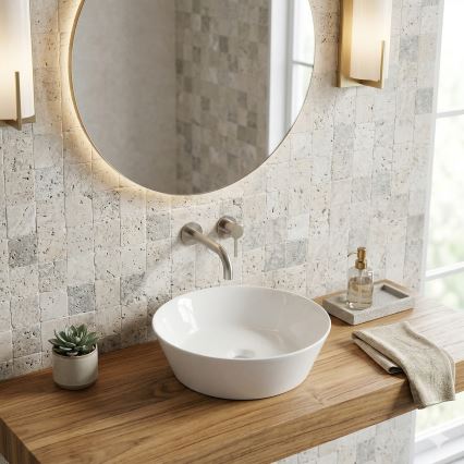 Bathco 4087 - Umyvadlo na desku VOLTA pr. 42 cm porcelán/bílá