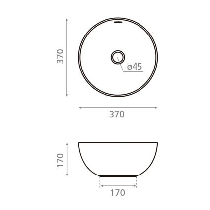 Bathco 4131 - Umyvadlo na desku BARI pr. 37 cm porcelán/bílá