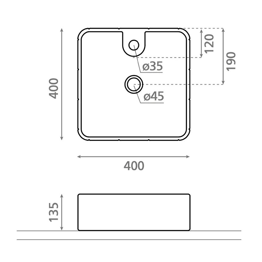 Bathco 4162 - Umyvadlo na desku CIRCUS 40x40 cm porcelán/béžová