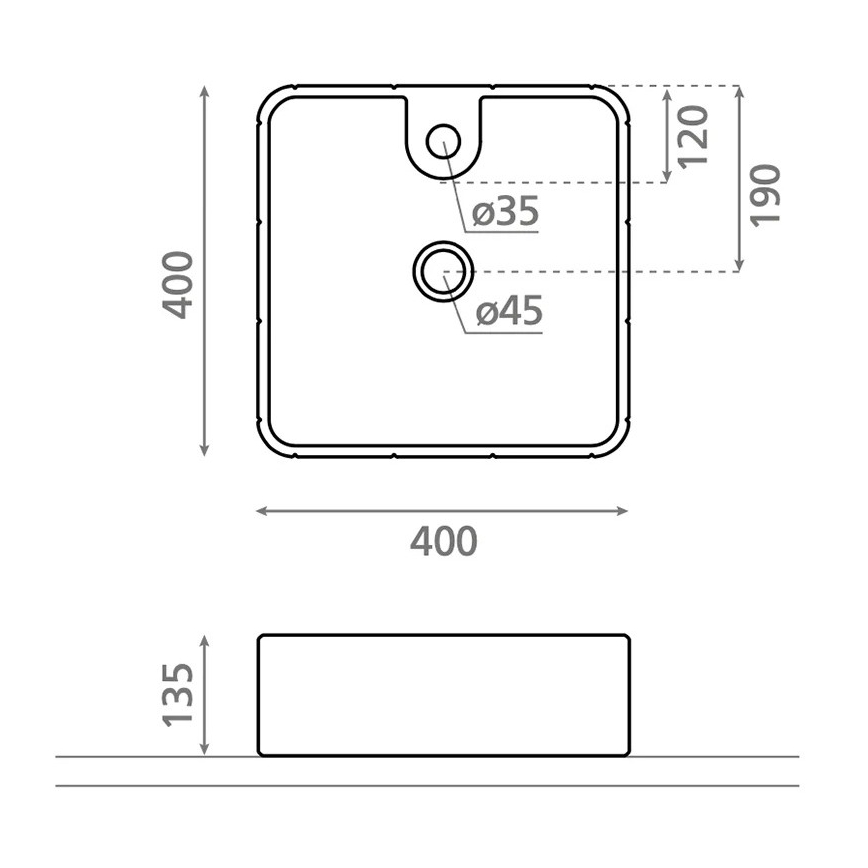 Bathco 4163 - Umyvadlo na desku CIRCUS 40x40 cm porcelán/bílá