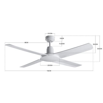 BAYSIDE 213025 - Venkovní stropní ventilátor NAUTILUS IP55 bílá