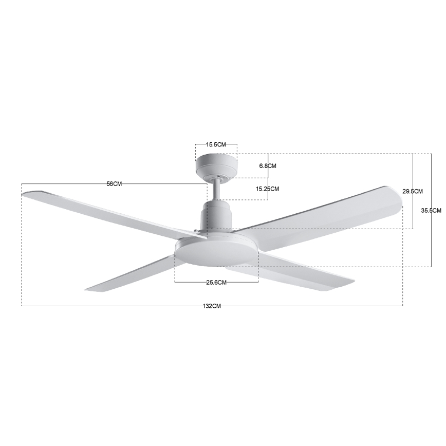 BAYSIDE 213025 - Venkovní stropní ventilátor NAUTILUS IP55 bílá