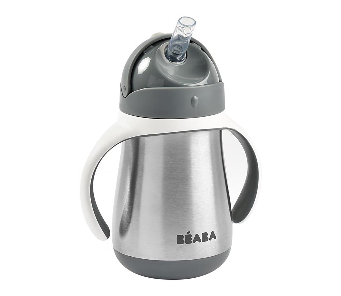 Beaba Beaba 913536BB - Termoizolační hrnek s brčkem 250 ml šedá FBB0004
