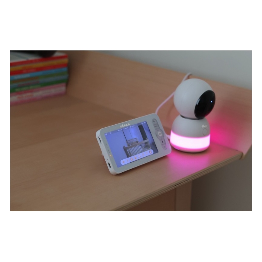 Beaba - Chytrá nabíjecí dětská chůvička s monitorem ZEN NIGHT 720p 5V 4000 mAh Wi-Fi bílá