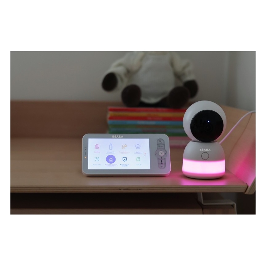 Beaba - Chytrá nabíjecí dětská chůvička s monitorem ZEN NIGHT 720p 5V 4000 mAh Wi-Fi bílá