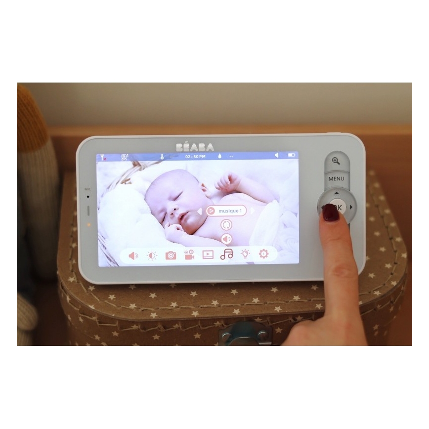 Beaba - Chytrá nabíjecí dětská chůvička s monitorem ZEN NIGHT 720p 5V 4000 mAh Wi-Fi bílá