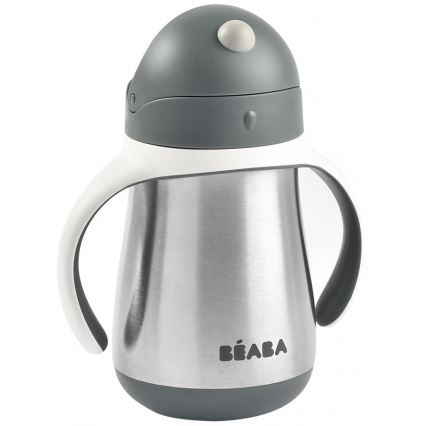 Beaba - Termoizolační hrnek s brčkem 250 ml šedá