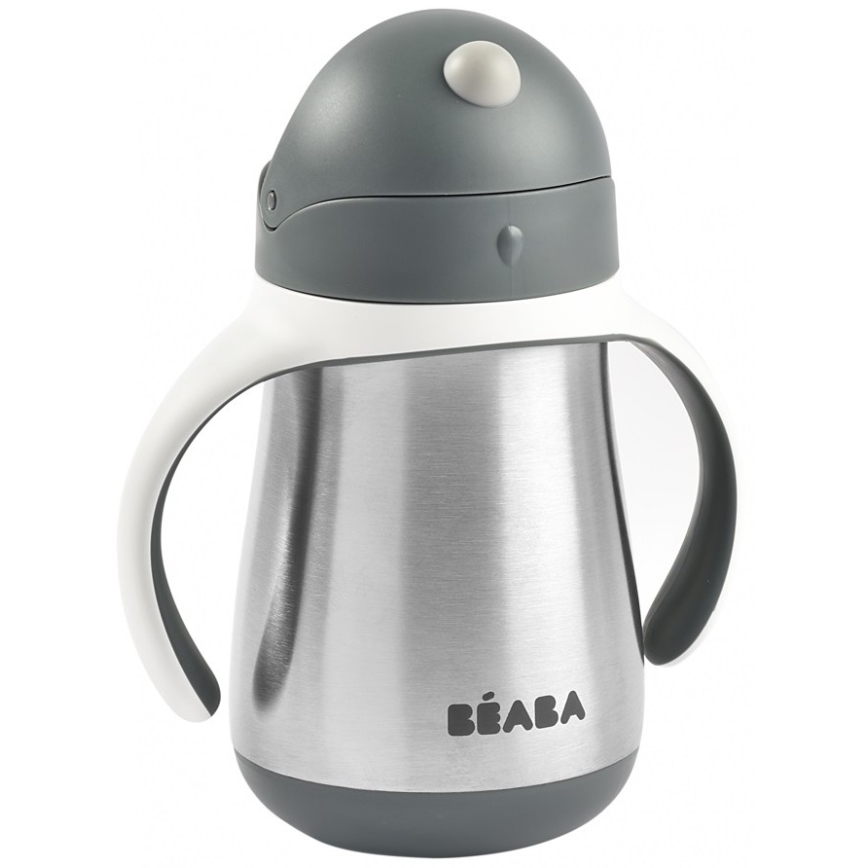 Beaba - Termoizolační hrnek s brčkem 250 ml šedá