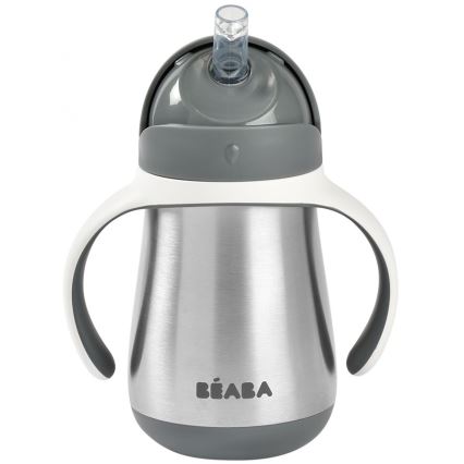 Beaba - Termoizolační hrnek s brčkem 250 ml šedá