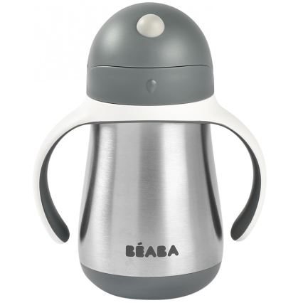 Beaba - Termoizolační hrnek s brčkem 250 ml šedá