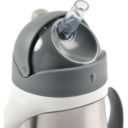 Beaba - Termoizolační hrnek s brčkem 250 ml šedá