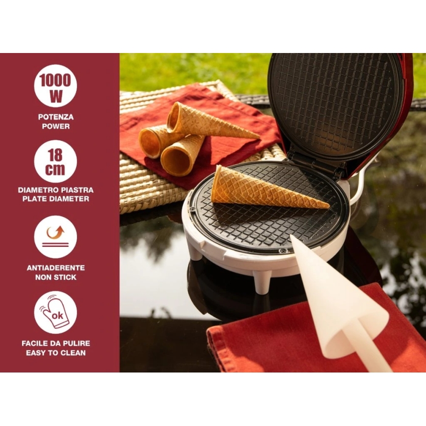 Beper - Vaflovač 2v1 1000W/230V červená