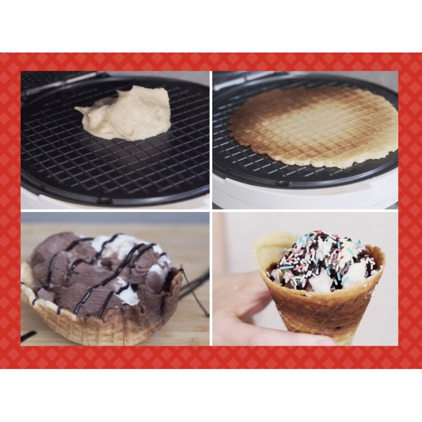 Beper - Vaflovač 2v1 1000W/230V červená