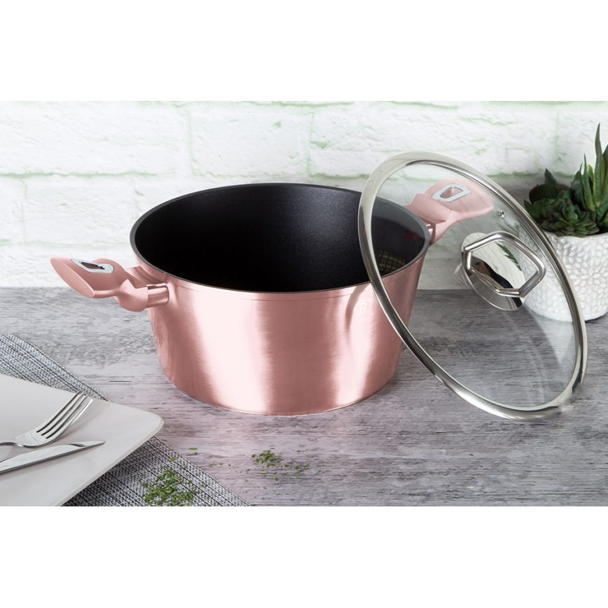 BerlingerHaus - Kastrol s titanovým povrchem + poklice 24 cm rose gold