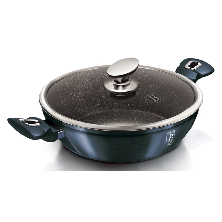 BerlingerHaus - Mělký hrnec s mramorovým povrchem + poklice 28 cm modrá