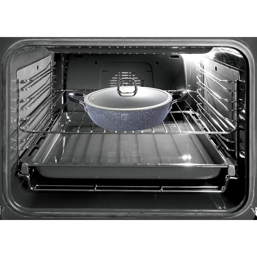 BerlingerHaus - Mělký hrnec s mramorovým povrchem + poklice 32 cm šedá