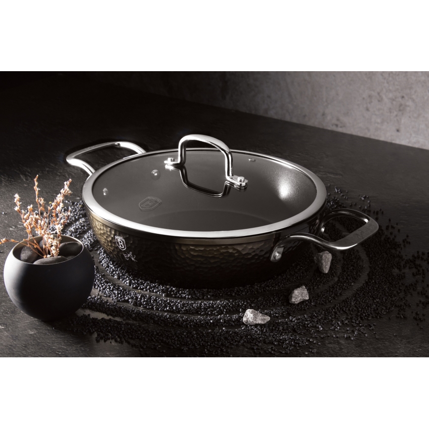 BerlingerHaus - Mělký hrnec s titanovým povrchem + poklice 28 cm černá