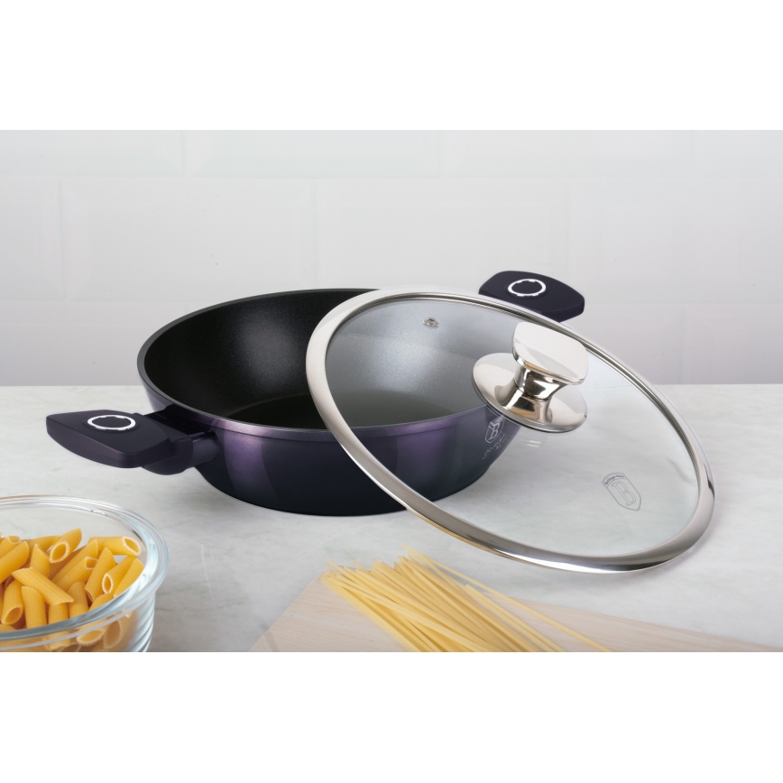 BerlingerHaus - Mělký hrnec s titanovým povrchem + poklice 28 cm fialová