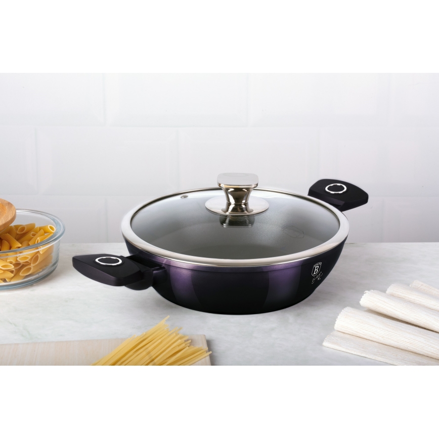 BerlingerHaus - Mělký hrnec s titanovým povrchem + poklice 28 cm fialová