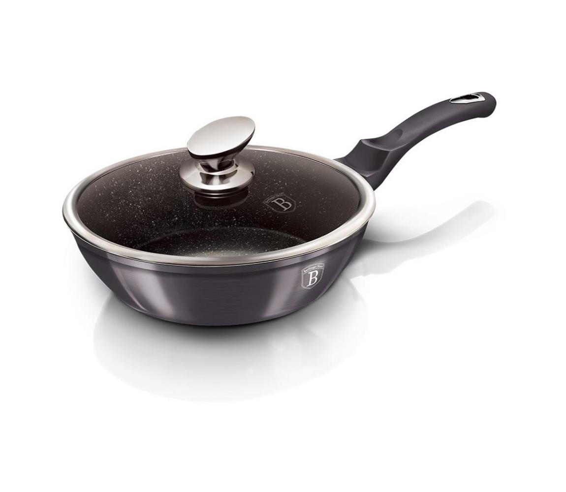 Berlingerhaus BH-6895 Pánev s poklicí s mramorovým povrchem 24 cm Carbon PRO Line