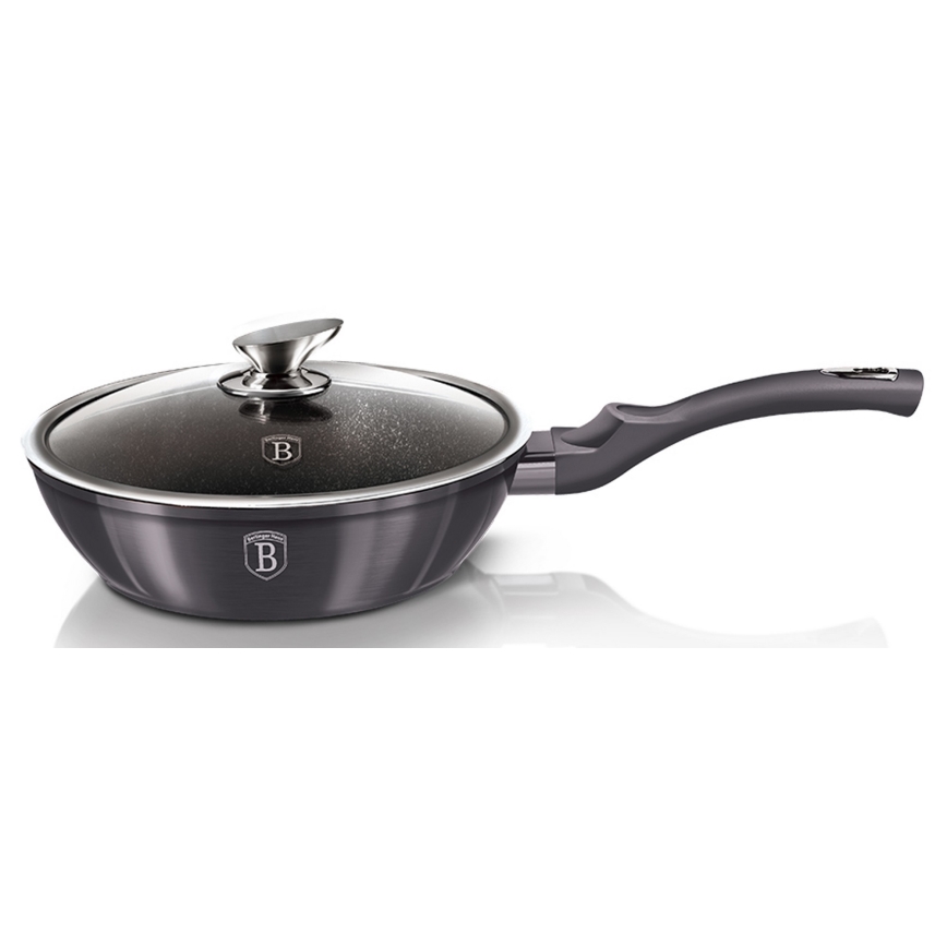 BerlingerHaus - Pánev s mramorovým povrchem + poklice 24 cm černá