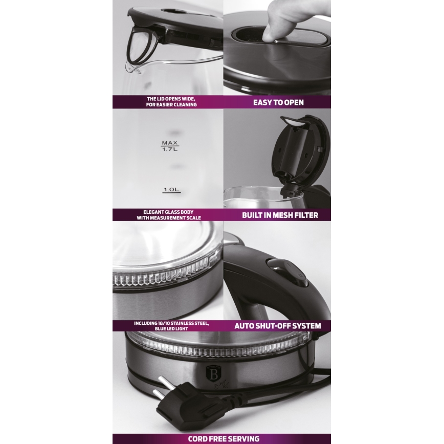 BerlingerHaus - Rychlovarná konvice 1,7 l 2200W/230V nerez/fialová