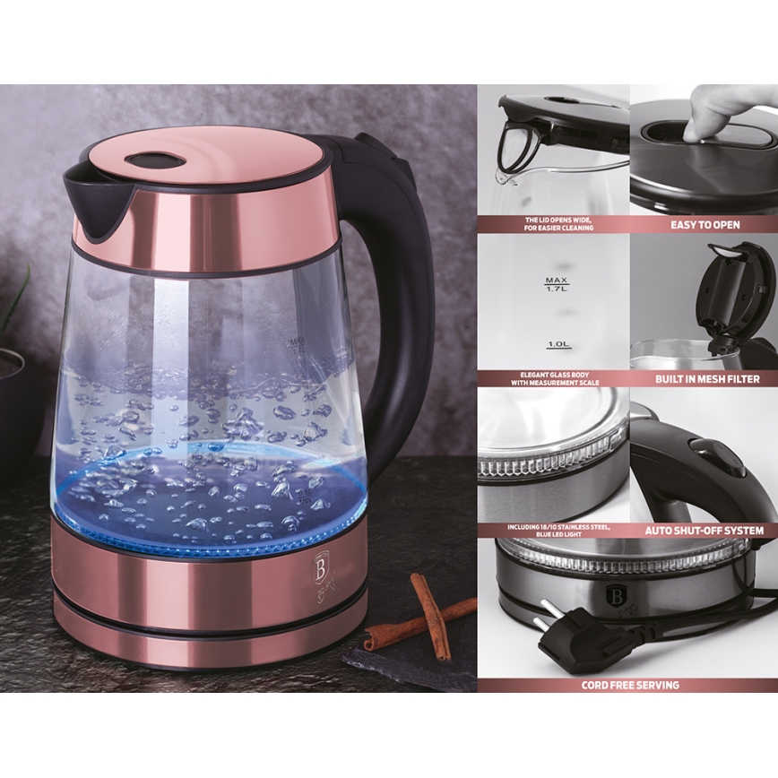 BerlingerHaus - Rychlovarná konvice 1,7 l 2200W/230V nerez/rose gold