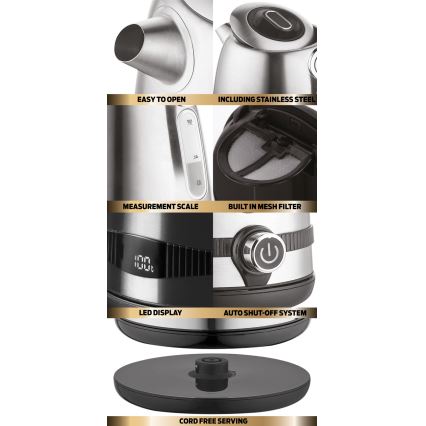 BerlingerHaus - Rychlovarná konvice s termoregulací 1,7 l 2200W/230V nerez/zelená