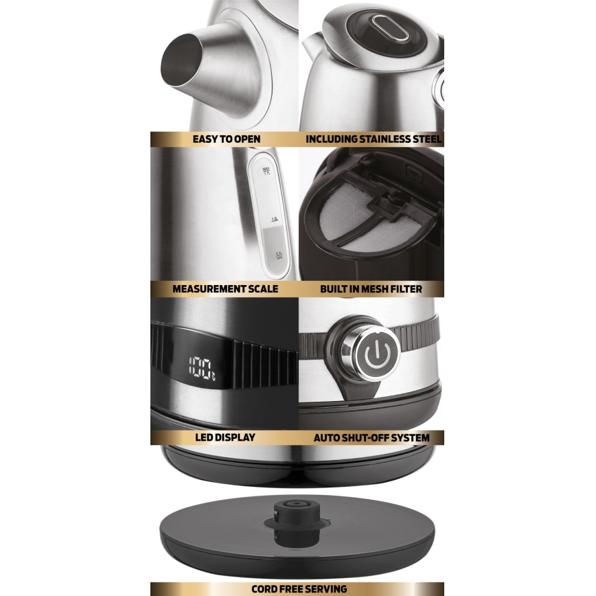 BerlingerHaus - Rychlovarná konvice s termoregulací 1,7 l 2200W/230V nerez/zelená