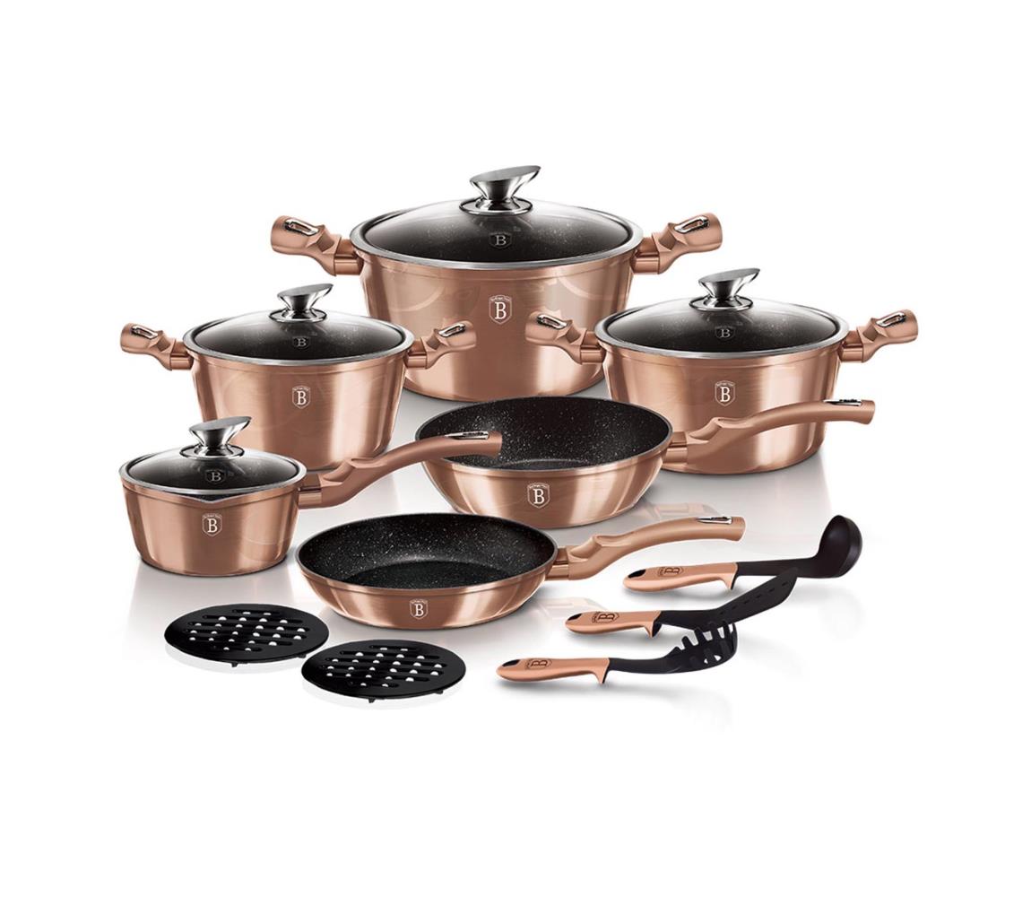 BerlingerHaus BerlingerHaus - Sada nádobí s mramorovým povrchem 15 ks rose gold BH0171