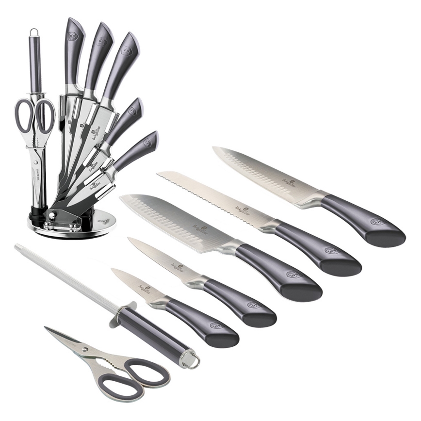 BerlingerHaus - Sada nerezových nožů ve stojanu 8 ks černá/nerez