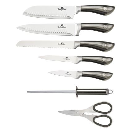 BerlingerHaus - Sada nerezových nožů ve stojanu 8 ks černá/nerez