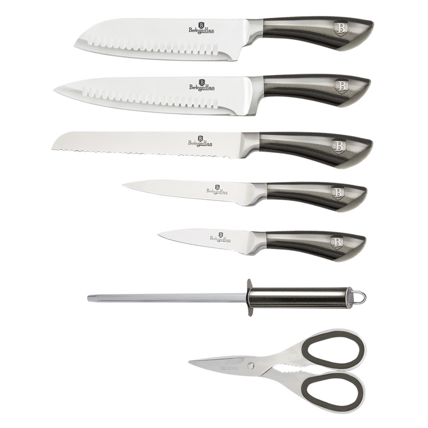 BerlingerHaus - Sada nerezových nožů ve stojanu 8 ks černá/nerez