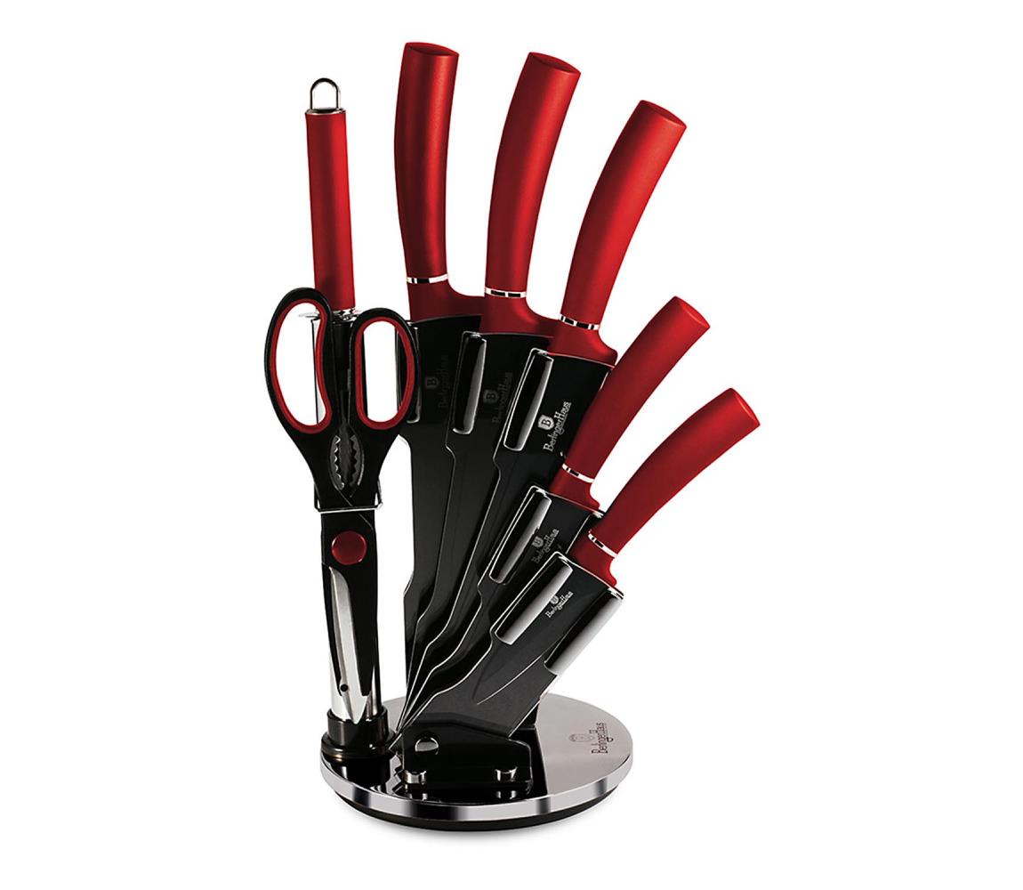 Berlingerhaus Sada nožů ve stojanu s nepřilnavým povrchem 8 ks Burgundy Metallic Line