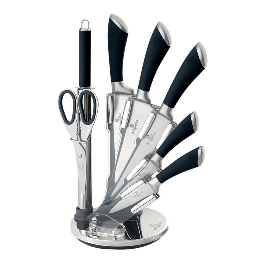 BerlingerHaus - Sada nerezových nožů ve stojanu 8 ks stříbrná/černá
