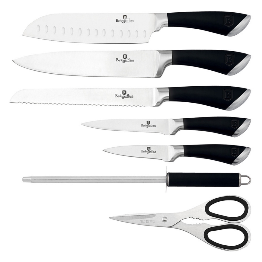 BerlingerHaus - Sada nerezových nožů ve stojanu 8 ks stříbrná/černá