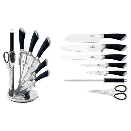 BerlingerHaus - Sada nerezových nožů ve stojanu 8 ks stříbrná/černá